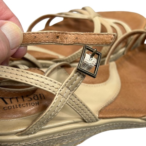 Clarks Artisan Collection Espadrille Tan Strappy Rope Wedge Sandals Size 11 - Picture 10 of 13